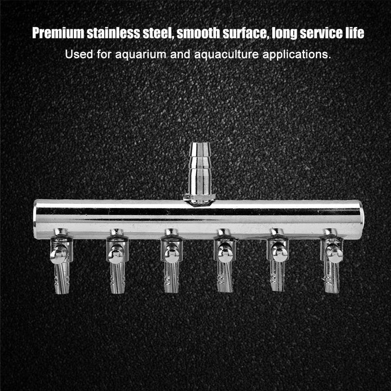 Tnfeeon Aquarium Air Pump Regulating Valve, Stainless Steel Aquarium Fish Air Pump Valve 8mm Turn to 4mm Splitter Control Valve(6 Way) - Image 3